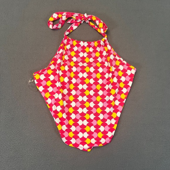 Gaze Womens Size L Halter Top Swim Circles Overlapping Pink Yellow Tie Closure - Picture 1 of 7